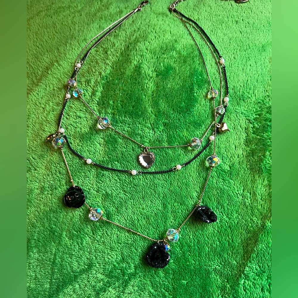 Betsey Johnson Black Rose Necklace